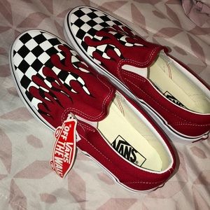 custom red checkered vans